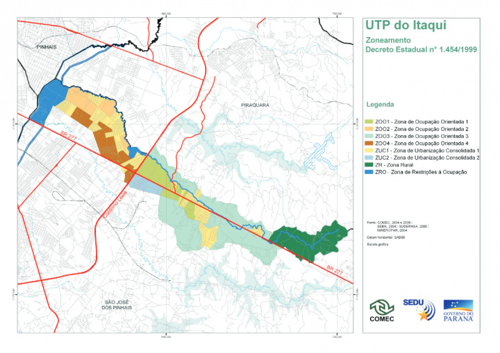 Mapa de zoneamento - Decreto Estadual nº 1.454/1999