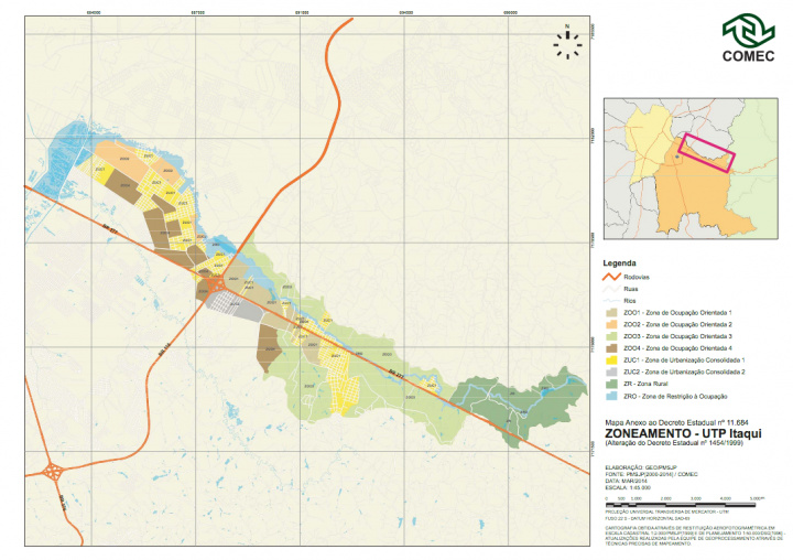 Mapa de zoneamento - Decreto Estadual nº 11.684/2014