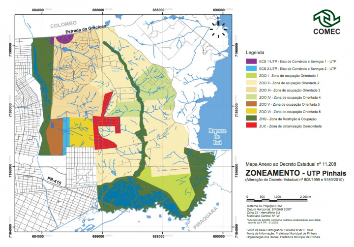 Mapa de zoneamento - Decreto Estadual nº 11.208/2014