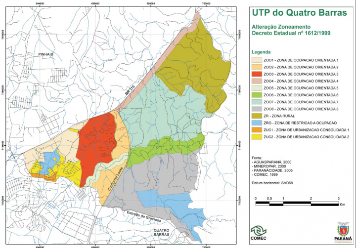Mapa de zoneamento - Decreto Estadual 1.612/1999