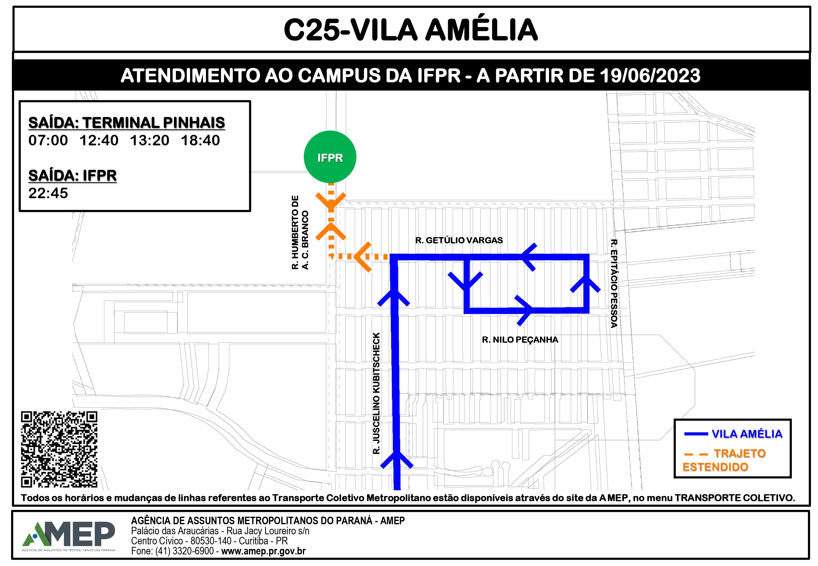 Linha passa a atender o Campus Pinhais do Instituto Federal do Paraná