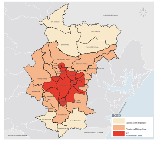Categorias Espaciais de Compartimentação da Região Metropolitana de Curitiba, 2000