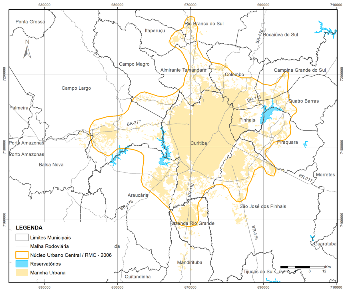 Figura 4 - Limites do NUC/RMC (2006) e Áreas Urbanizadas (2019)
