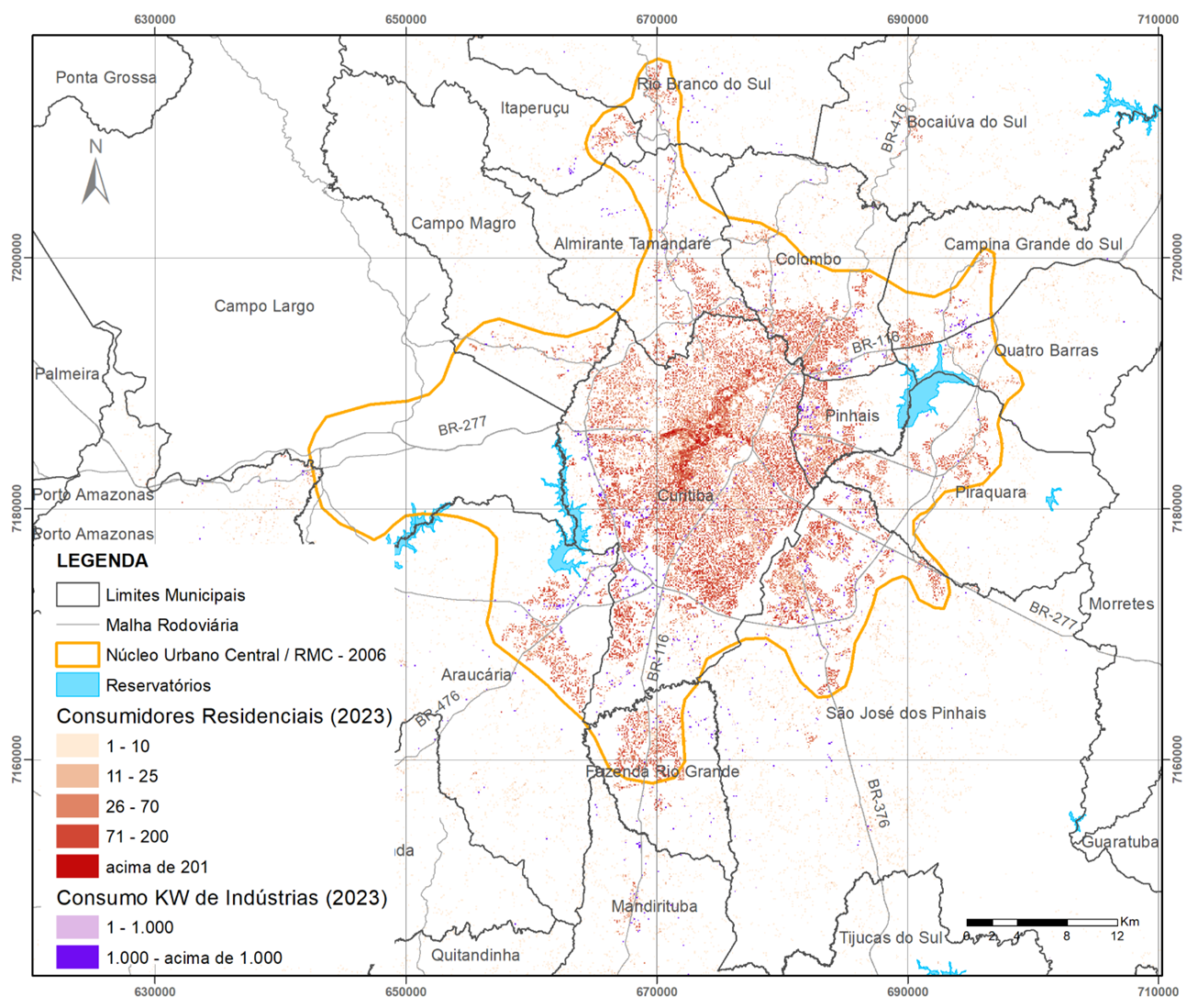 Figura 5 - Limites do NUC/RMC (2006) e as Ligações de Energia Elétrica (2023).