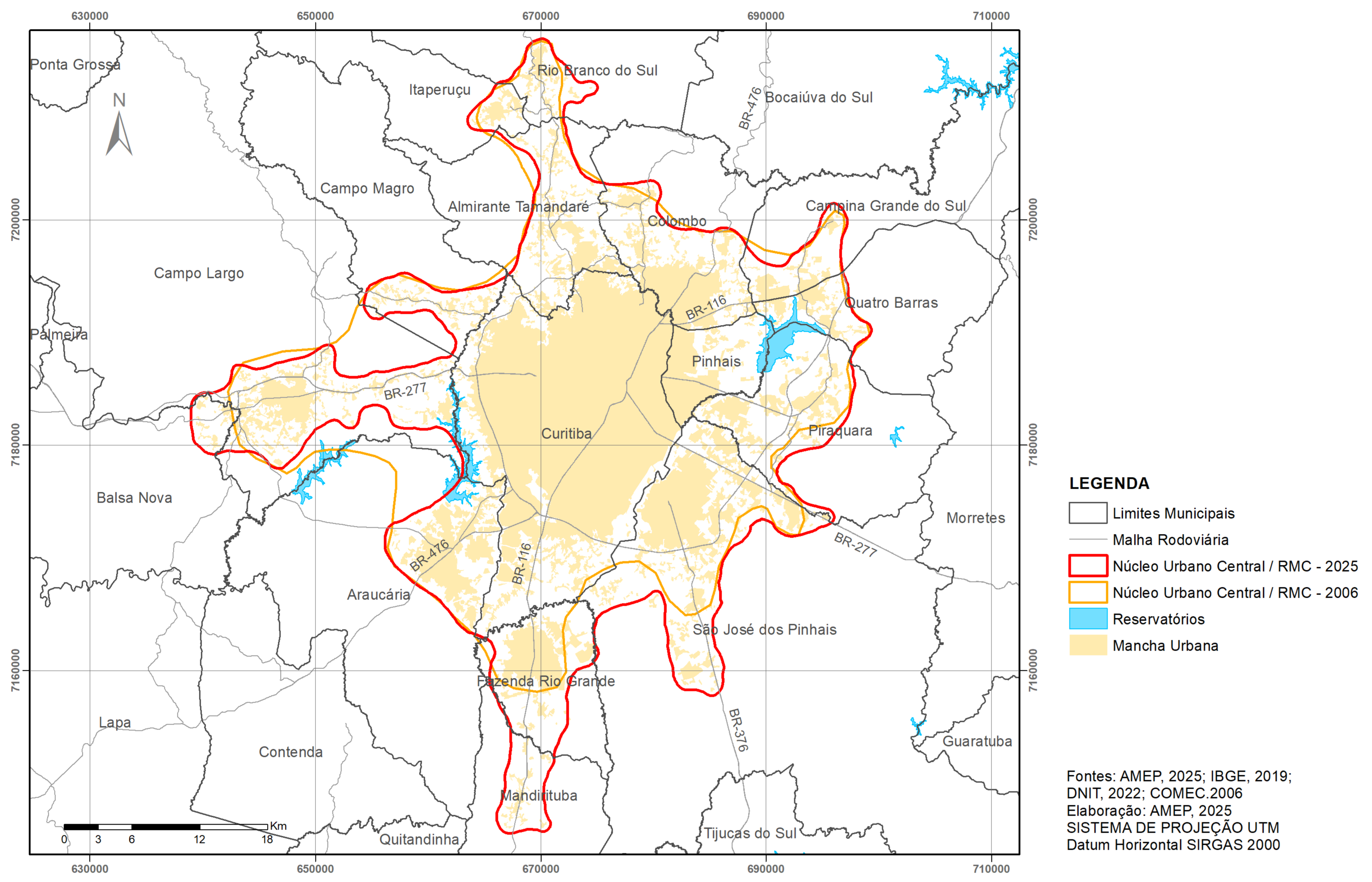 Núcleo Urbano Central da Região Metropolitana de Curitiba - NUC/RMC - 2025