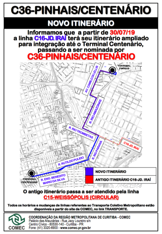 mapa com o trajeto