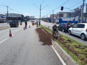 Obra na Av. das Américas em São José dos Pinhais