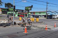 Foto da obra na Av. das Américas em São José dos Pinhais