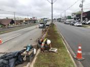 Foto da obra na Av. das Américas em São José dos Pinhais