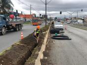 Foto da obra na Av. das Américas em São José dos Pinhais