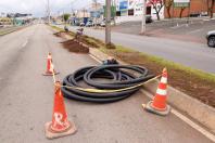 Foto da obra na Av. das Américas em São José dos Pinhais