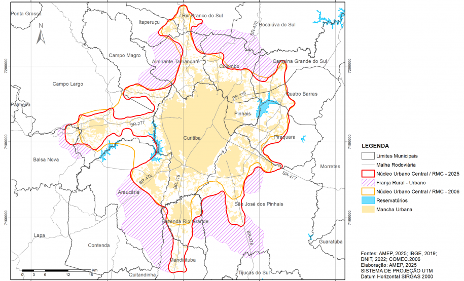 Com inclusão de duas cidades, Amep atualiza mapa do Núcleo Urbano Central da RMC