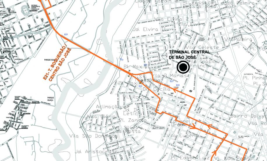 A linha metropolitana E21-T. Boqueirão/Centro São José será estendida até a Praça Pedro Moro (em São José dos Pinhais)