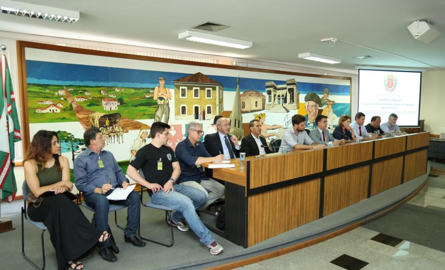 A audiência foi realizada no auditório da Camara Municipal de Curitiba.
