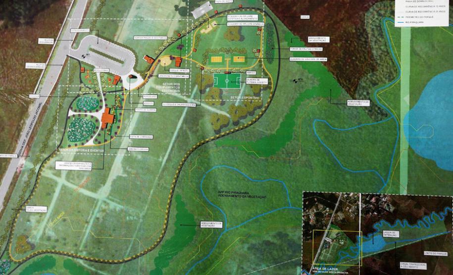 Obras do Parque de Piraquara iniciam depois do Carnaval O Parque Piraquara está localizado às margens da rodovia João Leopoldo Jacomel.